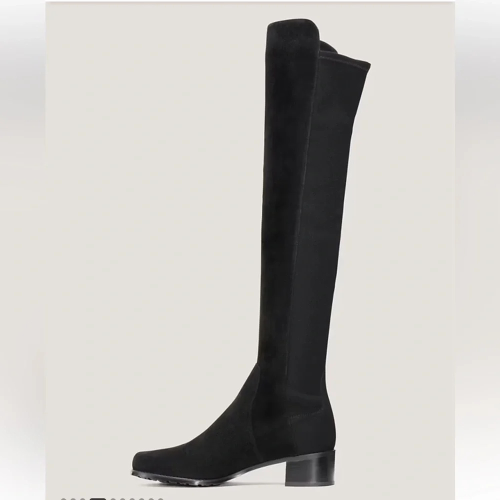 Stuart Weitzman Black Suede Over the Knee Boots